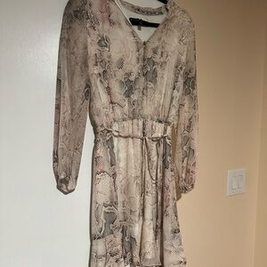 White House Black Market Beige Snake Print Dress